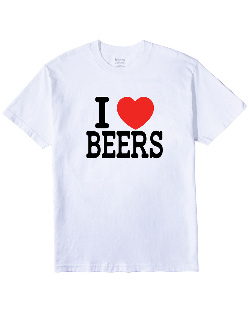 I HEART BEERS TEE, WHITE